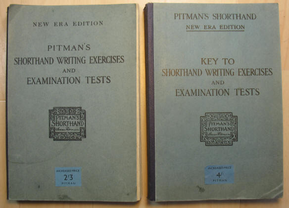 Covers of books: Pitman's Shorthand Writing Exercises and Examination Tests, and Key
